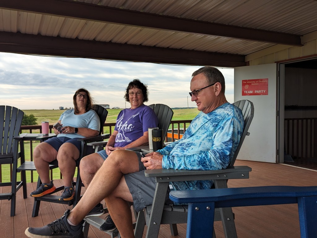 Greg, Renae, and Becky enjoying the views from the deck.